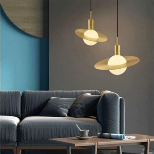 Nordic minimalist creative personality designer restaurant postmodern golden bedroom bedside chandelier single head wrought iron