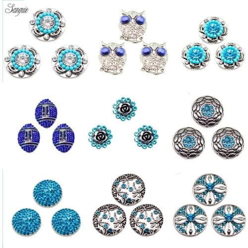 Mix rhinestone snap owl metal Enamel life tree Snap Button gem Fit 18mm Ginger Snaps Button Necklace pendant Bracelet Jewelry