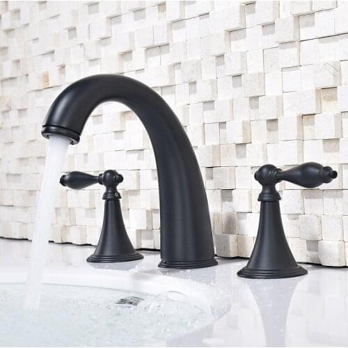Basin faucets sink from the black faucet bathroom three double-hole luxury handle mixer water bathtub faucets
