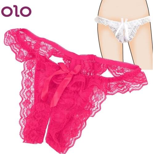 OLO Sexy Opening Crotch Panties G-string T-back Panties Women Lace Thongs Briefs Sexy Lingerie Female Underwear