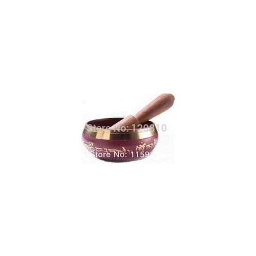 Tibetan Copper Crafted Gold wonderful Chakra Singing Bowl Meditation 8cm