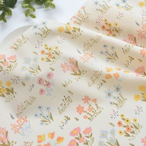 50*145cm Pure Cotton Thin Soft Flower Flower Branch Fabric Dress Skirt Childrens Clothing Summer Dress Handmade DIY Fabric