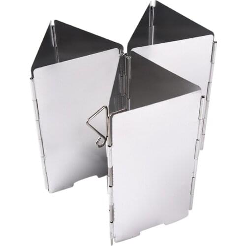 Outdoor Foldable Gas Stove Windshield 9 Plates Camping Cooking Burner Windproof Screen Aluminium Alloy Outdoor Stove Wind Shield