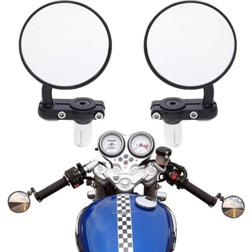 22mm 7/8'' Universal Motorcycle Mirror Aluminum Handle Bar End Rearview Side Round Mirrors for Suzuki Honda Kawasaki Yamaha