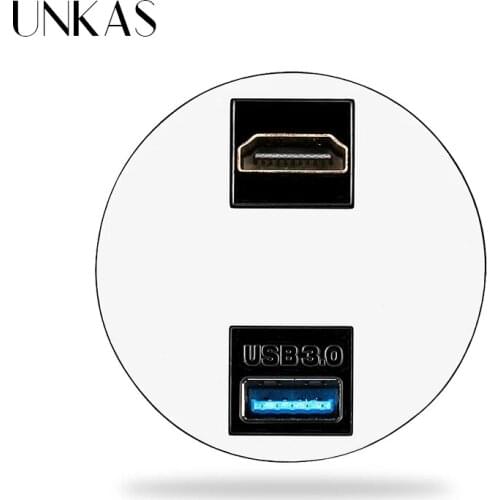 UNKAS A8 DIY Free Combination HDMI-Compatible 2.0 USB 3.0 Jack Dual USB Charging Port LED Indicator Socket VIDEO L/R Outlet