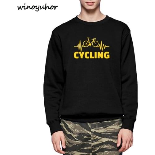 Cycling Heartbeat Mens Hoodies Winter Funny Mountain Bikers Gift Sweatshirts High Quality Crew Neck Pullovers Tops Homme