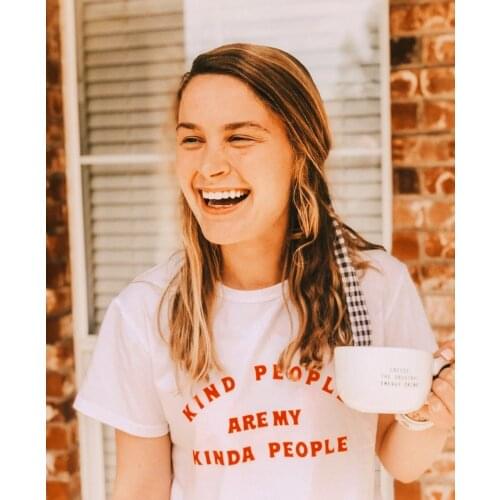 Kind People Are My Kinda People Harajuku T-Shirt Fashion Women 90s Slogan Harajuku Tumblr Tee Quote Short Sleeve Vintage Tops
