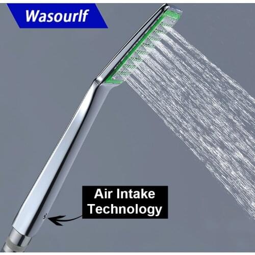 WASOURLF Air Trubo Intake Bathroom Handheld Shower Head Hotel Pressurized zHand Shower Water Saving Plastic ABS Chrome