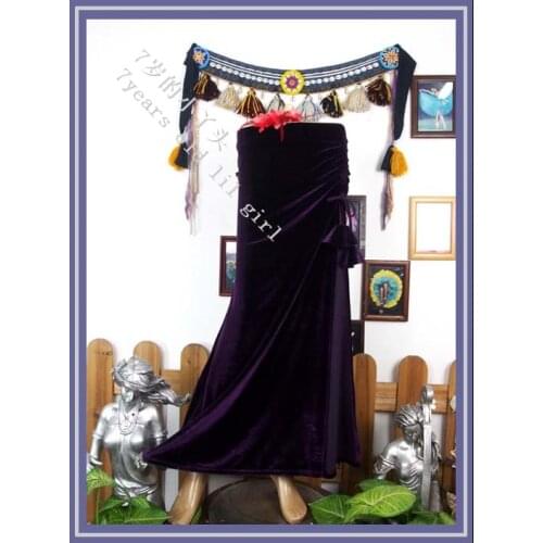 Bellydance Costume Tribal Fusion Velvet Skirt With Open Slit SRA8