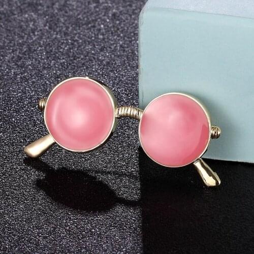 Zlxgirl fashion Pink enamel sunglasses shape drip girl brooch jewelry Christmas gifts womens statement punk hijab Scarf pin