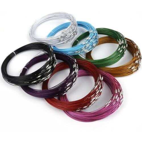 10pcs/lot 46cm Multi Color Stainless Steel Necklace Wire Cord For DIY Craft Jewelry Accessories 1MM Thick Women Choker Necklace
