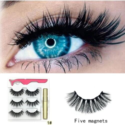 3 Pairs Of 3D Magnetic Eyeliner Liquid Thick Long Firm Waterproof False Eyelashes Magnet Eyelashes Set Eye Makeup Tools TSLM2