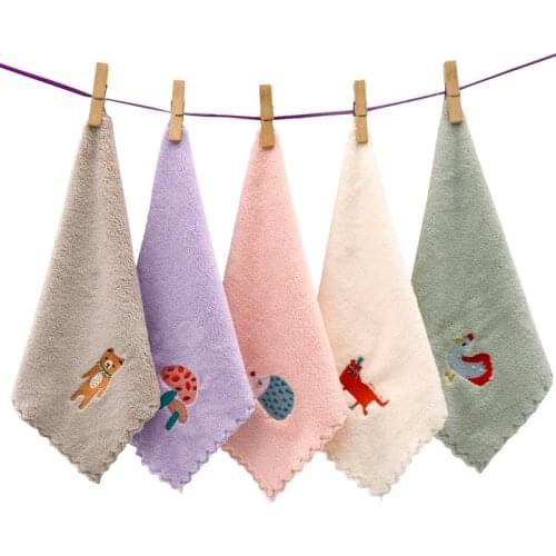 5 Pcs Bath Face Towel Cute Animal Embroidery Bathing Towel Kids Boys Girls Face wipe Newborn Baby Feeding cloth 25*25cm
