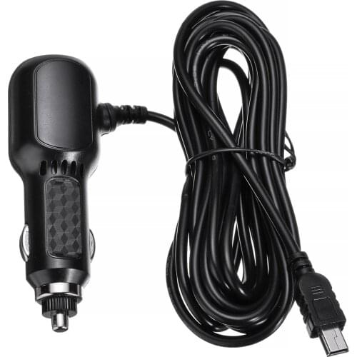 5V 2A Dual Mini USB Ports Dash Car Cigarette Adapter Lighter Cable Socket Charger for DVR Vehicle Charging with 3.5 Meters Cable