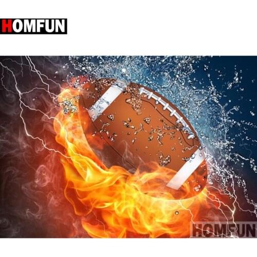 HOMFUN Diamond Painting Cross Stitch "Football fire" Full Crystal Diamond Embroidery Needlework Craft Home Decor A13945