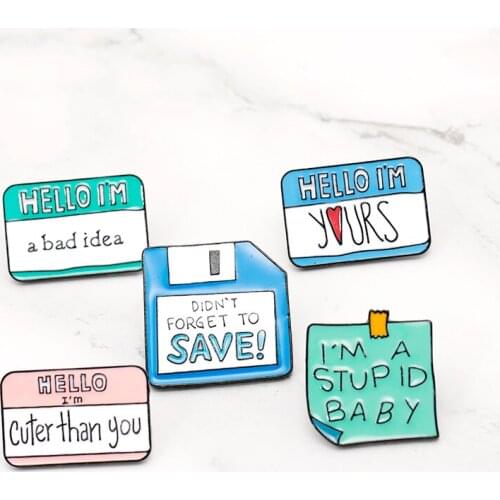 New "hello i'm a bad idea" letter pins brooches for women accessories fashion brooches jewelry gifts