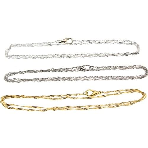 10pc Silver Gold Water Wave Chain Necklace Bulk lobster Clasp for Women Jewelry Twisted Snake Chain Necklace DIY Jewelry 45cm