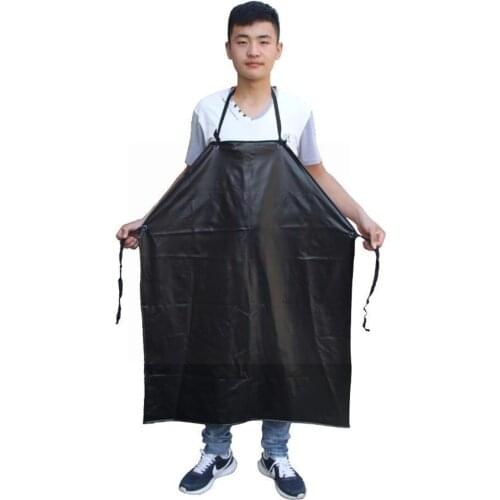 Black Waterproof Protective Greasy Work Apron Polyester Apron Oil-proof Classic Machinery Kitchen Plants Design W1E5 O1N4