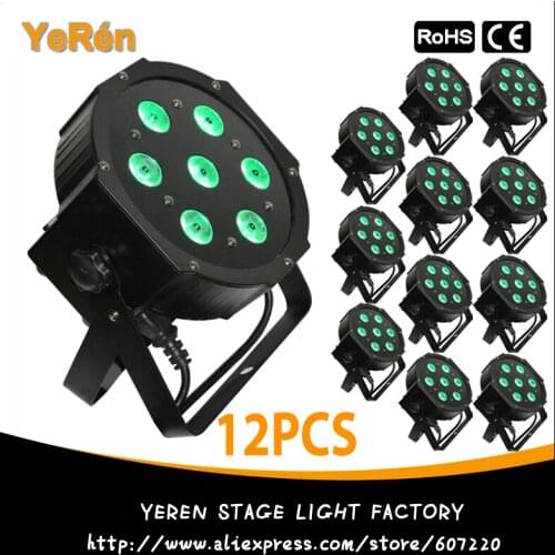 12PCS) 10W*7Pcs 4in1 Quad-Color LED Par Light RGBW New Mega High Quality DJ Effect Light