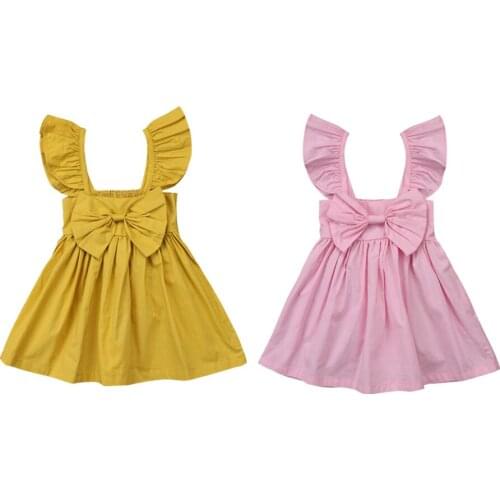 Citgeett Newborn Kids Baby Girl Princess Bowknot Tutu Dress Clothes Flying Sleeves Cute Outfit Sundress 0-3Y SS