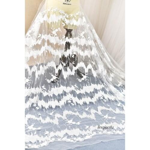 European fringed waterfall sequin embroidery lace fabric wedding dress handmade diy cloth Clothing wedding fabric