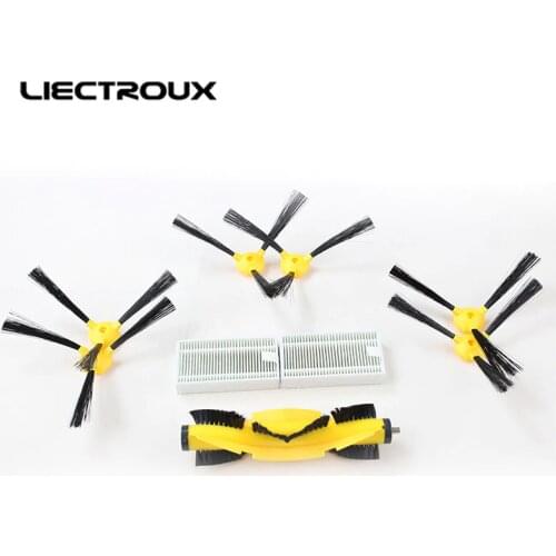 ForB6009)Spare parts for Robot Vacuum Cleaner, side brush*6pcs+ heap filters*2pcs+v-shaped central brush*1pc