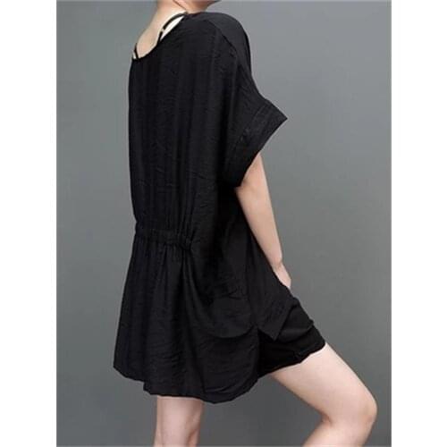 Large size thin cotton linen short-sleeved t-shirt European casual casual casual casual casual casual shirt bat sleeve loose sum