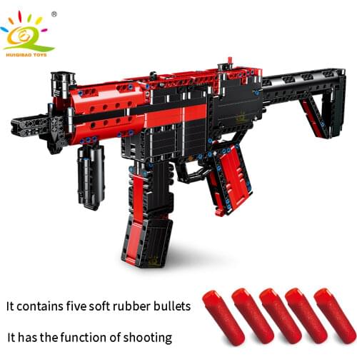 HUIQIBAO TOYS 676Pcs MP5 Submachine Weapon Gun Model Building Blocks set high-tech Bricks City Military DIY Toy For Children boy