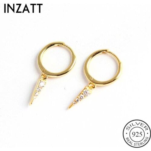 INZATT Real 925 Sterling Silver Geometric Zircon Hoop Earrings For Fashion Woman Party Minimalist Fine Jewelry Accessories