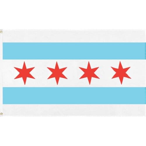 JiaHao Wholesale 3X5ft 100% Polyester Stock American Chicago Flag