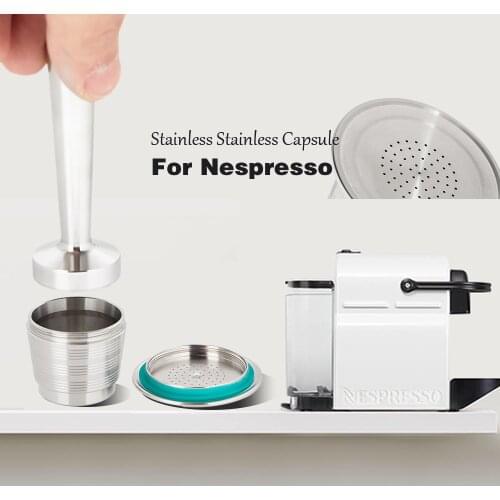 Nespresso Refillable Coffee Capsule Pod Stainless Steel Espresso Coffee Filter Tamper Capsule Reutilisable Coffeeware Gift 4PCS