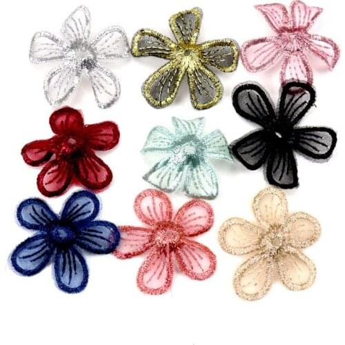 10pcs Beautiful Lace Flower Applique Trim Embroidered Lace Patches For Handmade Garment Accessories Decoration Sewing DIY 40mm