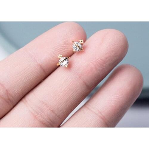 Tiny Earrings, Planet Stud Earrings, Shiny Earrings Studs, Small Dainty Earring, Gold Earring, Modern Minimalist Earrings, Gifts