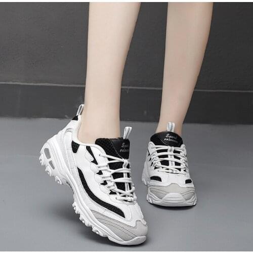 2021 White Sneakers White Black Sneakers Max Plus Size Us5-11.5 Leather Mesh Height Platform Sports Shoes Comfortable For Work
