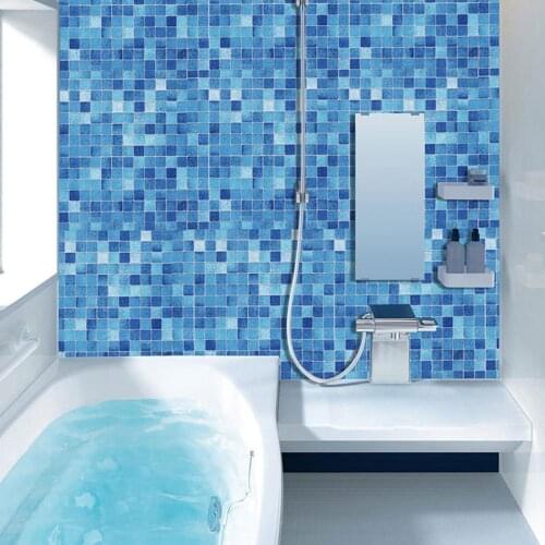 Kitchen Oil Proof Blue Square Wallpaper Self-adhesive Bathroom Stickers Waterproof Moisture-proof Wall Sticker Wallpaper Square