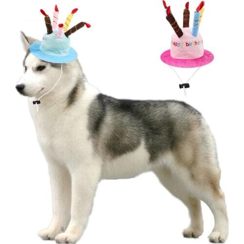Cute Kid Cat Pet Birthday Hat Puppy Medium Dog Accessories for Small Dogs Mascotas Headdress Happy Birthday Cake Cap with Candle