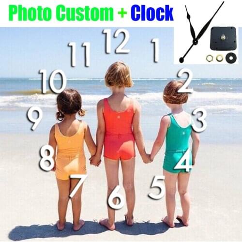 "Photo custom+clock" Full Square/ Round Diamond Painting Cross Stitch Kit 5D Picture Embroidery Private Personal Customization