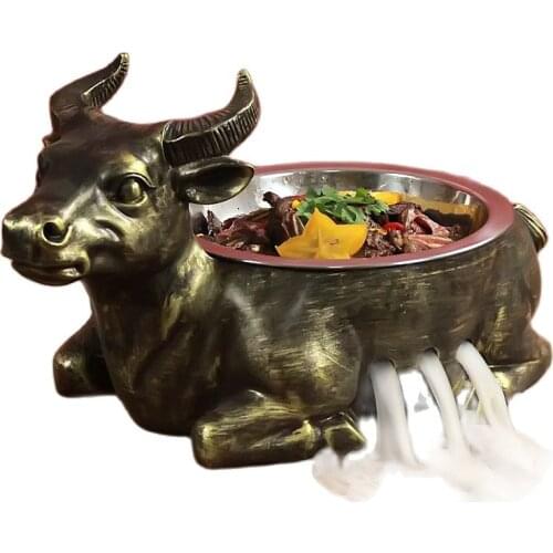 Hotel Restaurant Creative Special Dish Plate Special Shaped Dry Ice Smoke Vessel Alcohol Stove Tableware Dinner Plates Set