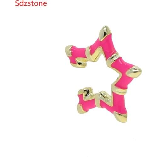 New Neon Enamel Jewelry Punk Rock Ear Clip Cuff Earrings No Piercing-Clip On Cartilage Wrap Five-pointed Star Earring Jewelry