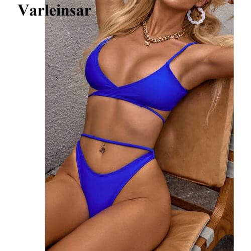 New Sexy 2020 Wrap Around Bikini Female Swimsuit Women Swimwear Two-pieces Bikini set Bather Bathing Suit Swim Lady V2547