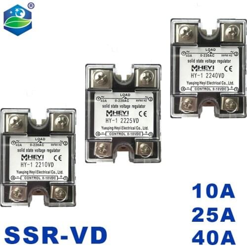 SSR-10VD 25A 40A 60A 80A 100A 120A voltage single phase ssr solid state relay voltage regulator input DC 0-10V Plastic Cover