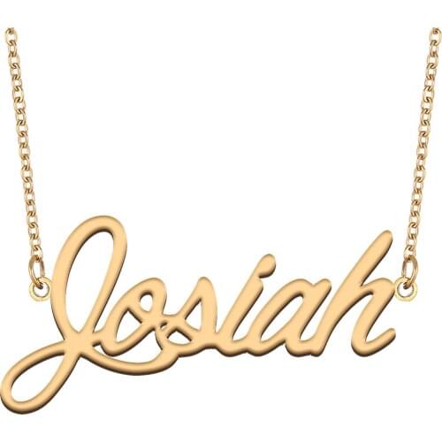 Josiah Name Necklace for Women Stainless Steel Jewelry 18k Gold Plated Nameplate Pendant Femme Mother Girlfriend Gift