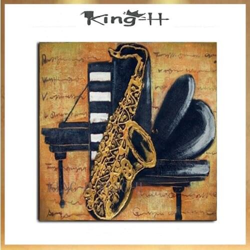 Pintura al óleo musical abstracta hecha a mano, pintura del arte moderno, pintura del arte de la lona para la decoración de la p