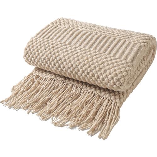Inya Nordic Knitted Blanket Travel Blanket Grey Khaki Sofa Throw Blanket with Tassels Air Condition Blankets 127x172cm/130x230cm