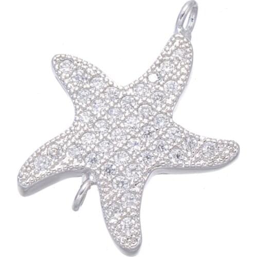 5pcs Shining Zircon Starfish Charms For Bracelet Jewelry Making Wholesale Micro Pave Charms Factory Price