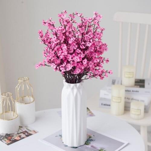 Q Gypsophila Artificial Flowers White Branch High Quality Babies Breath Fake Flowers Long Bouquet Home Wedding Decoration Autumn