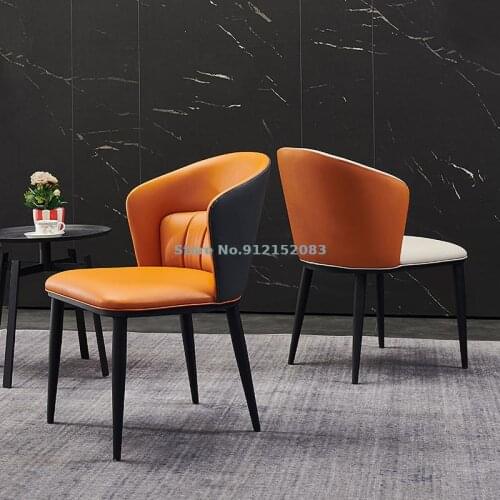 Nordic dining chair home Italian minimalist modern minimalist makeup chair simple restaurant leather chair desk chair backrest