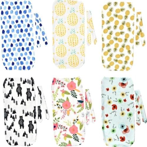 Newborn Baby Sleeping Bag Cute Printed Swaddle Blanket Sleeping Swaddle Muslin Wrap+Headband 2pcs New Born Set F3ME