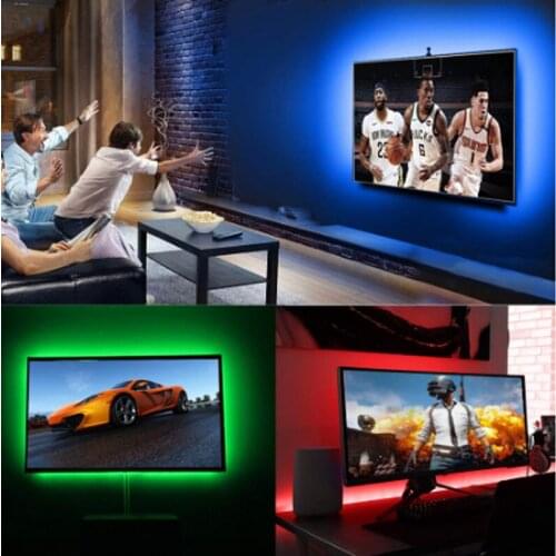 DC5V SMD Battery Power 2M LED Strip Lights 5050 RGB TV Backlight bluetooth APP WIFI controller 30LED/M waterproof LED rice light