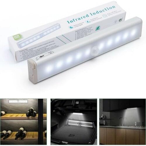 LED Motion Sensor Lights Self-adhesive Wireless Night Light Closet Wardrobe Cabinet Strip Lamp JA55